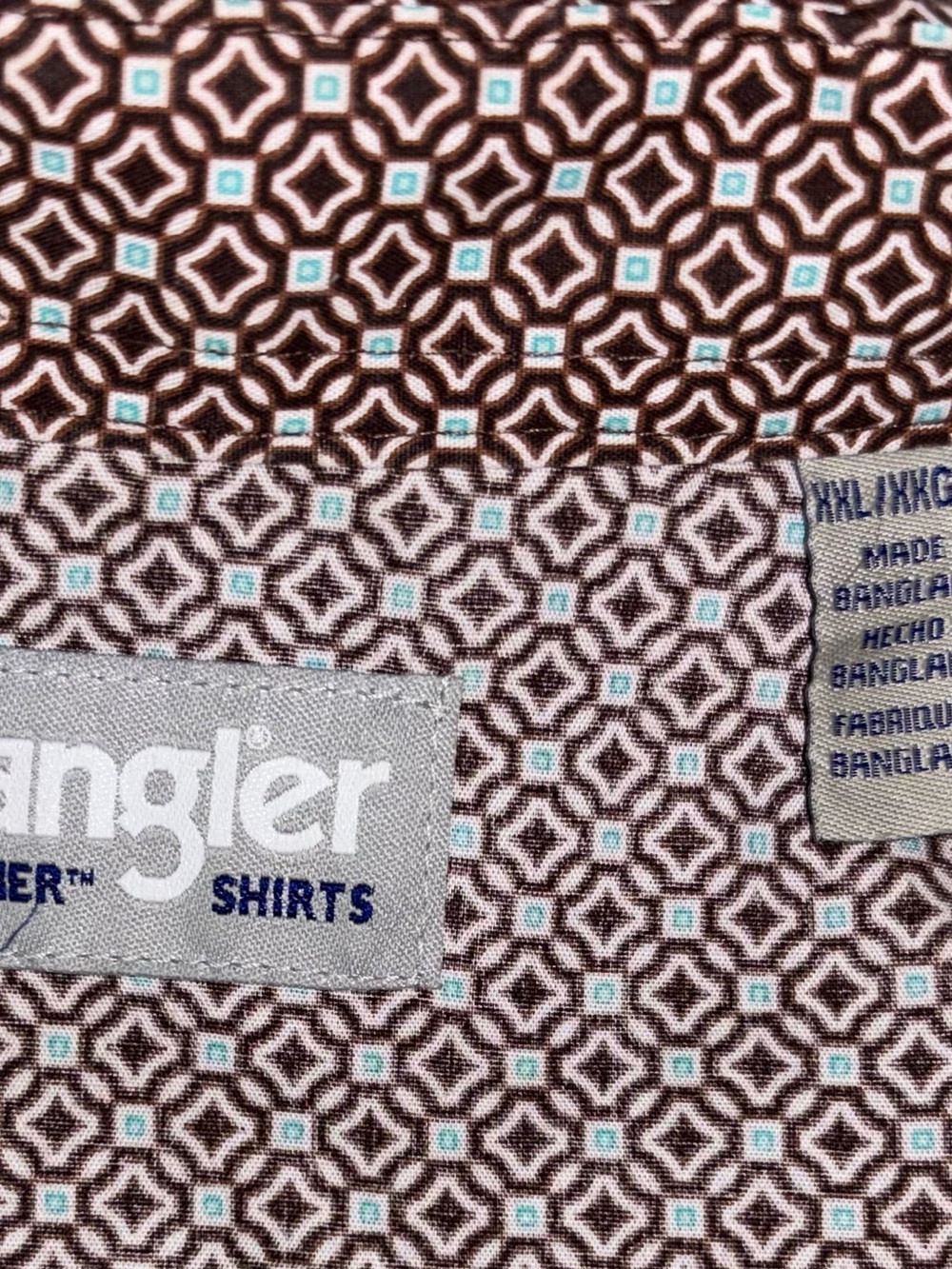 Wrangler Rancher Men's 2XL Geometric Western Short Sleeve Button-Up Pockets